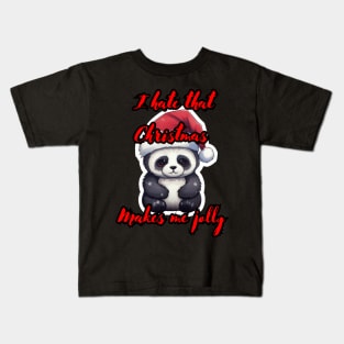 Funny Christmas Quote Panda Kids T-Shirt